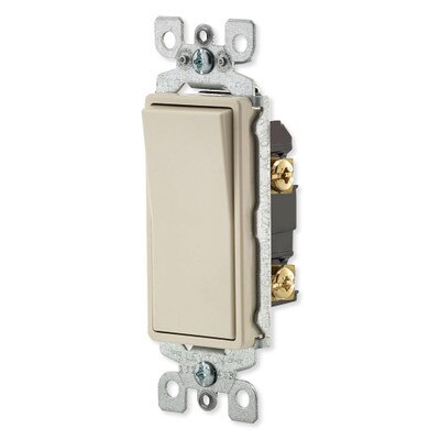 Leviton Decora Rocker Single-Pole AC Quiet Switch, 15A, 120/277V, Light Almond